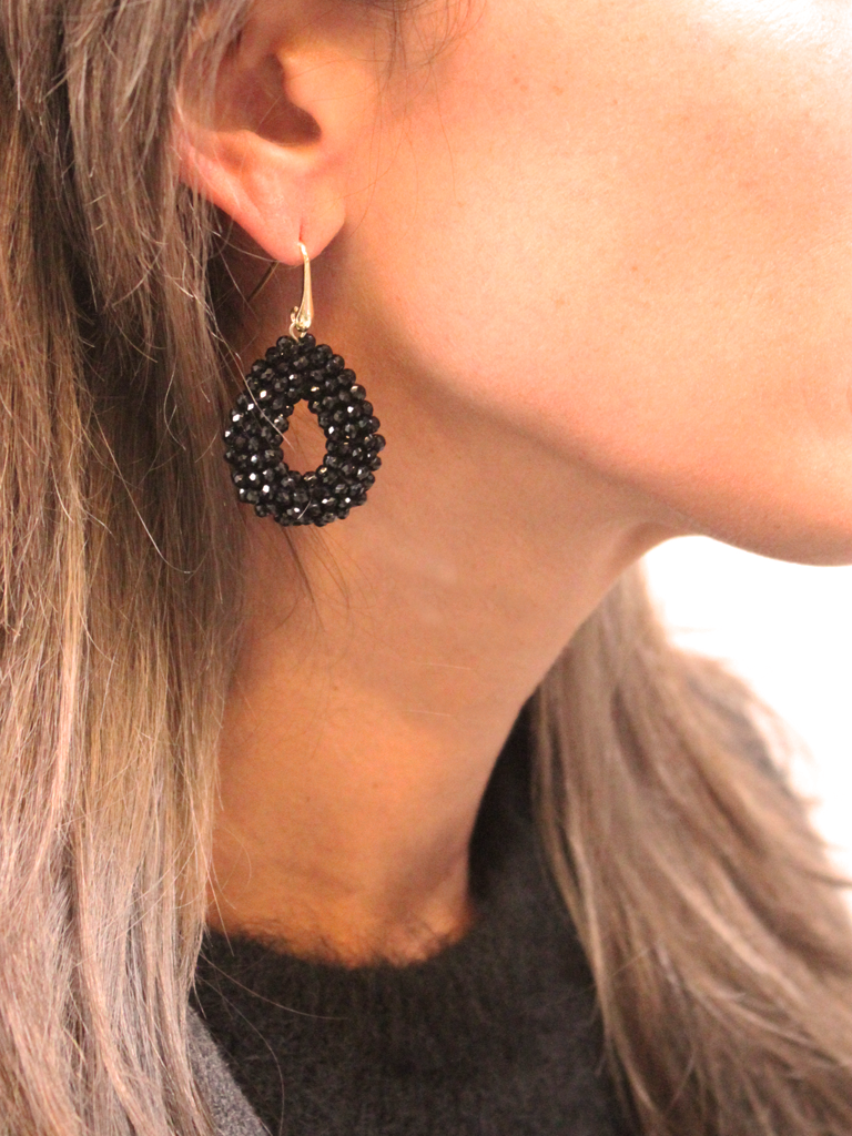 Lott. Gioielli Zwarte Oorbellen Berry Glassberry Druppel XS