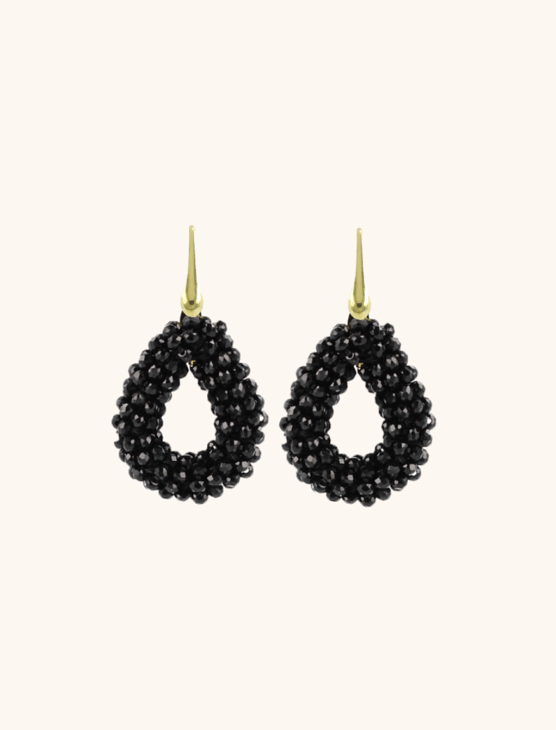 lott. gioielli Zwarte oorbellen Berry glassberry druppel XS
