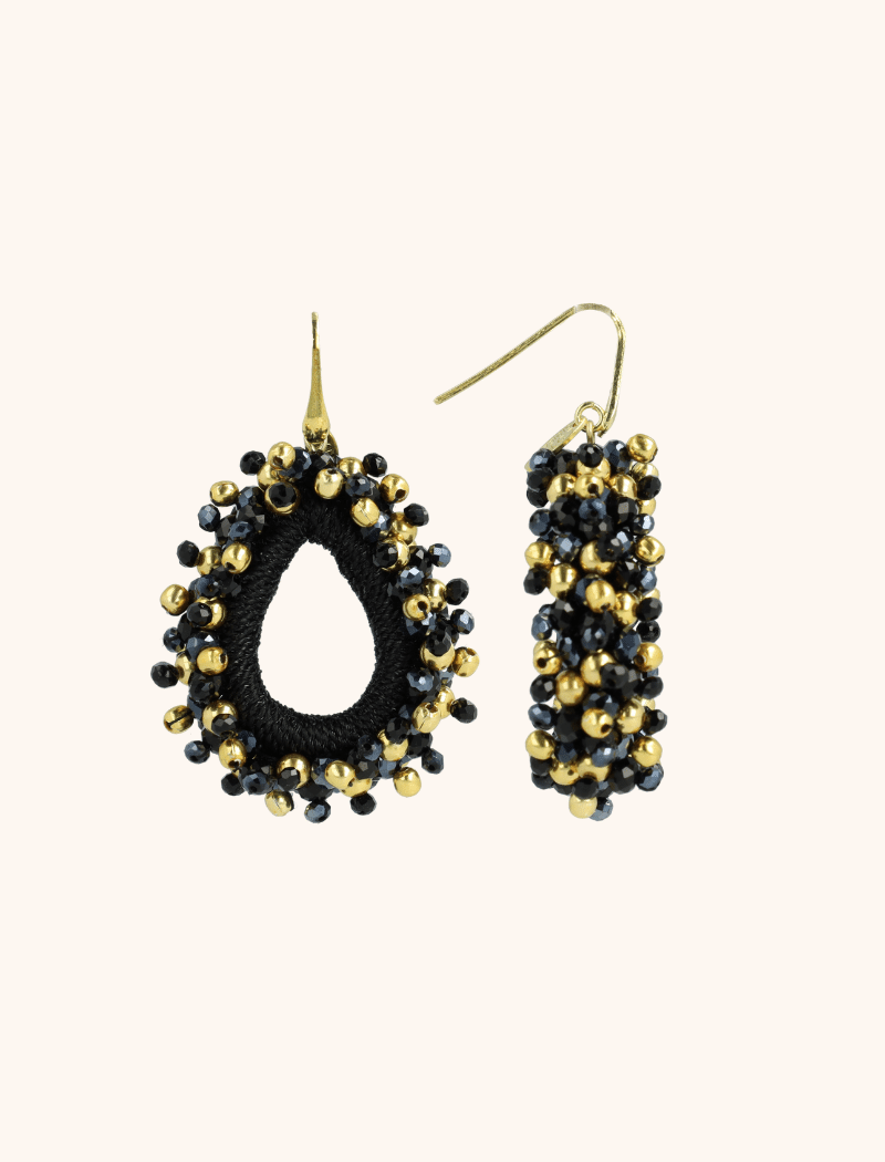 lott. gioielli Zwarte Oorbellen Carina Urchin Drop M