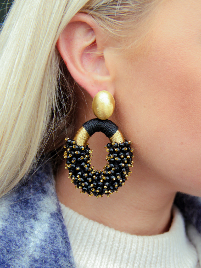 Lott. Gioielli Zwarte Oorbellen Eve Combi Oval L Double Stones