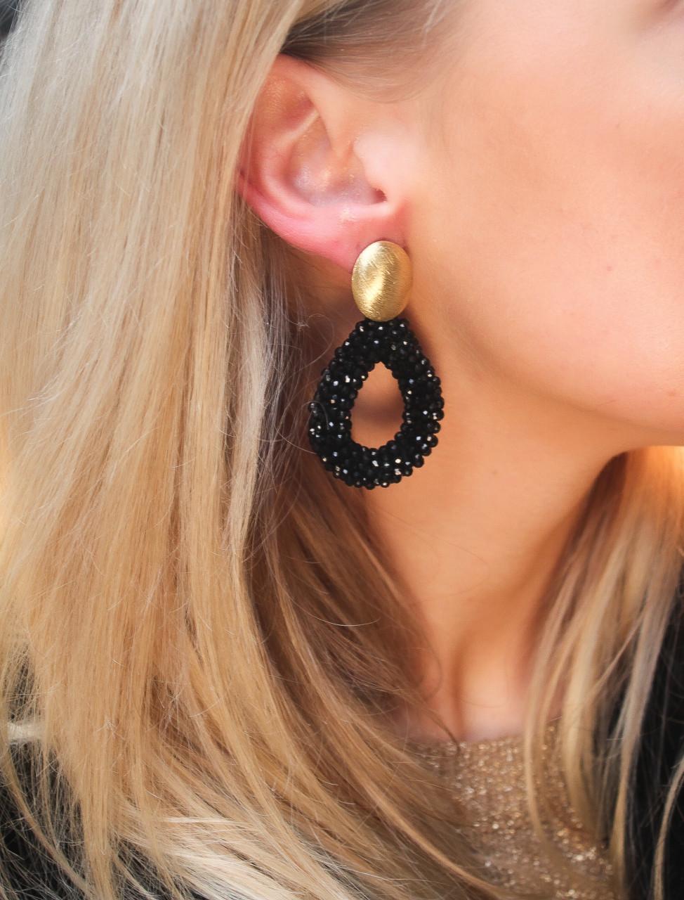 Lott. Gioielli Zwarte Oorbellen Glassberry Druppel L