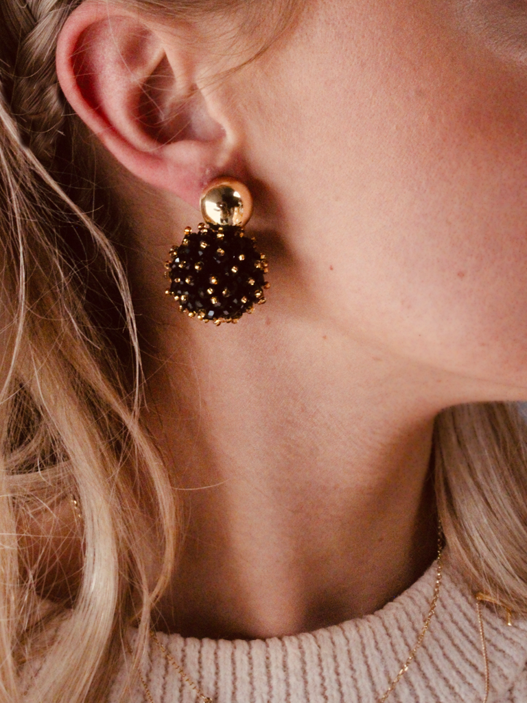 Lott. Gioielli Zwarte Oorbellen Globe L Double Stones