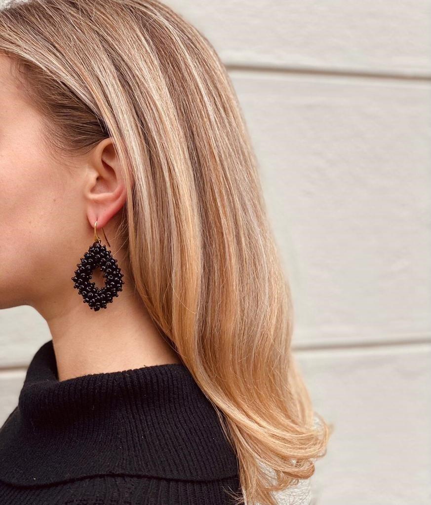 Lott. Gioielli Zwarte Oorbellen Holly Double Stones Glassberry Ace L