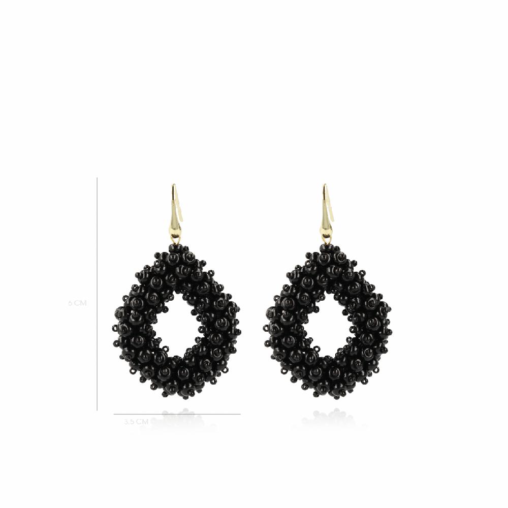 Lott. Gioielli Zwarte Oorbellen Holly Double Stones Glassberry Ace L