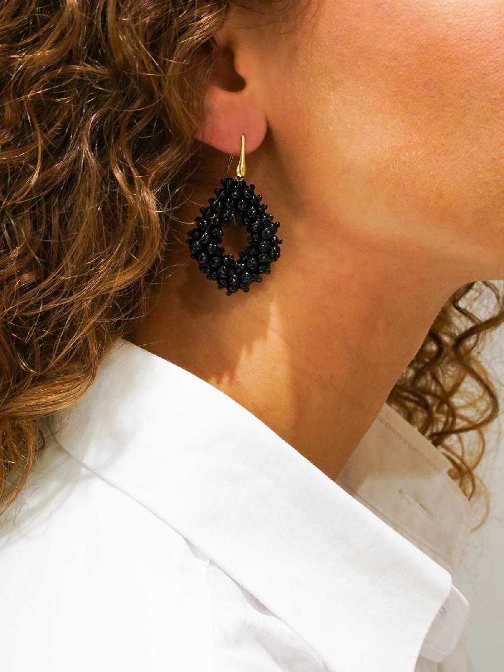 Lott. Gioielli Zwarte Oorbellen Holly Double Stones Glassberry Ace M