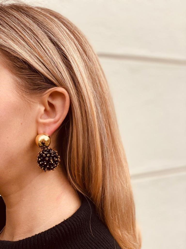 Lott. Gioielli Zwarte Oorbellen Jacky Glassberry Double Stones Globe L