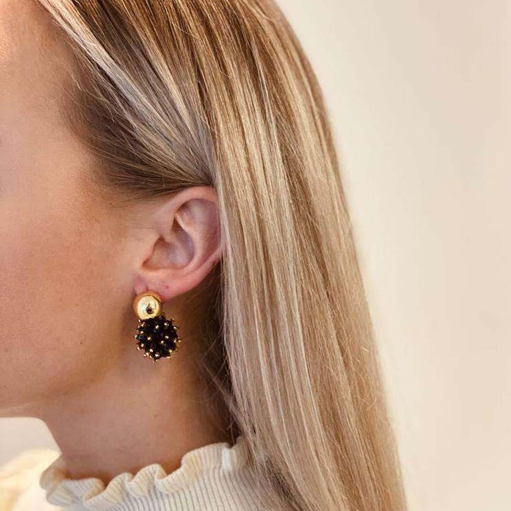 Lott. Gioielli Zwarte Oorbellen Jacky Glassberry Double Stones Globe S