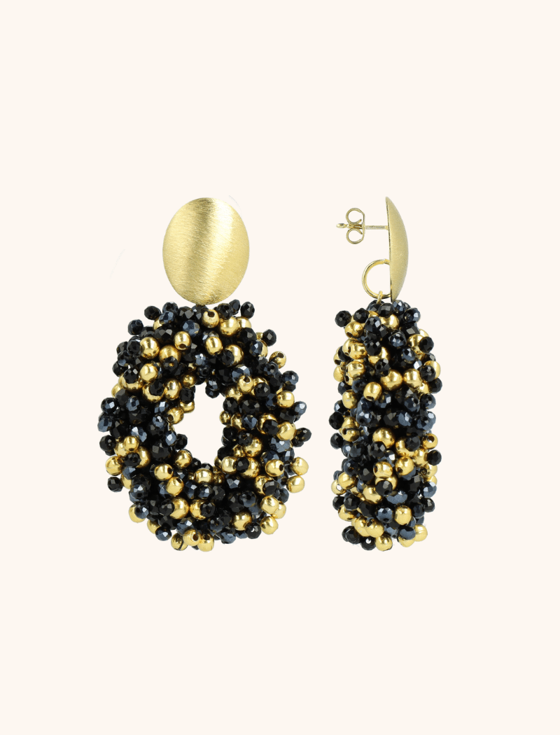 lott. gioielli Zwarte Oorbellen Katie Double Stones Ovaal M