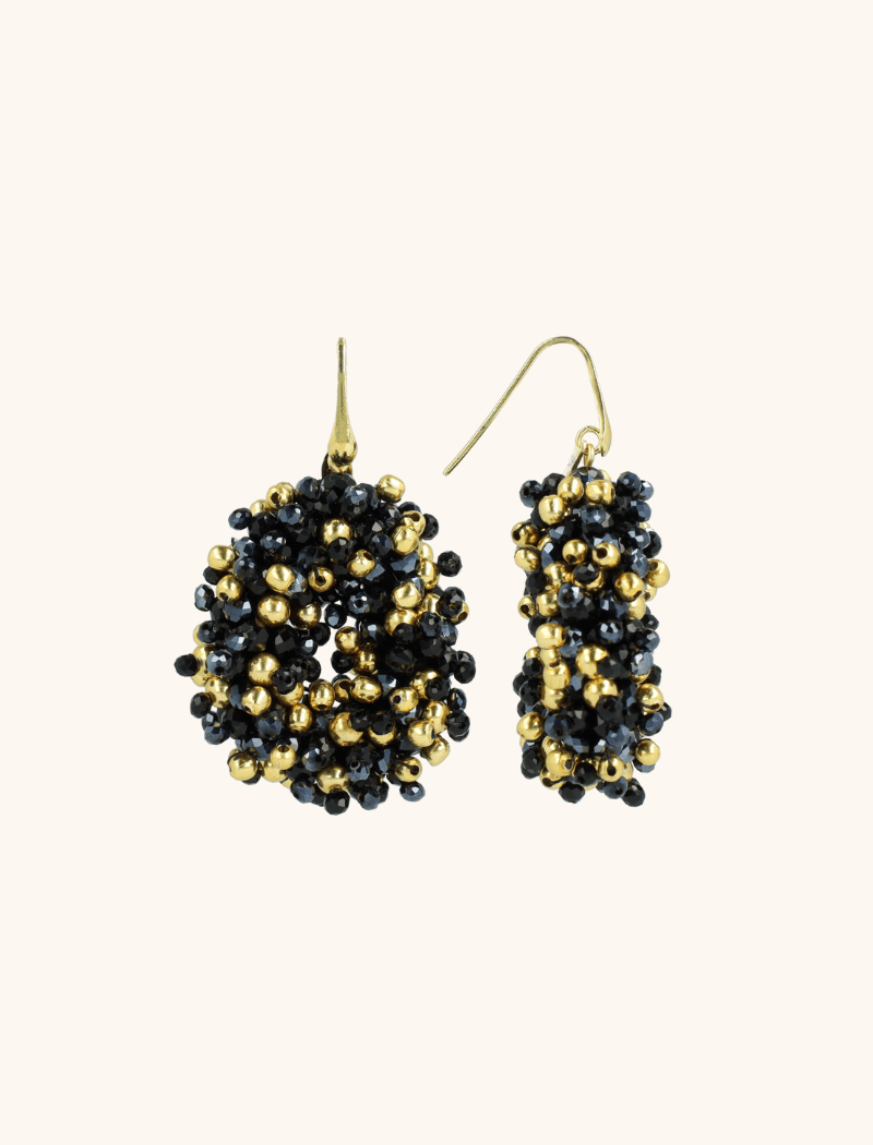 lott. gioielli Zwarte Oorbellen Louise Double Stones Drop S