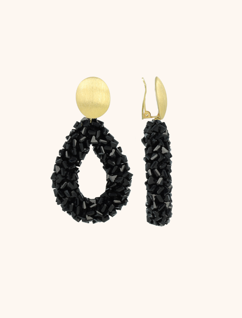 lott. gioielli Zwarte Oorbellen Marieke Drop L Raw Clip