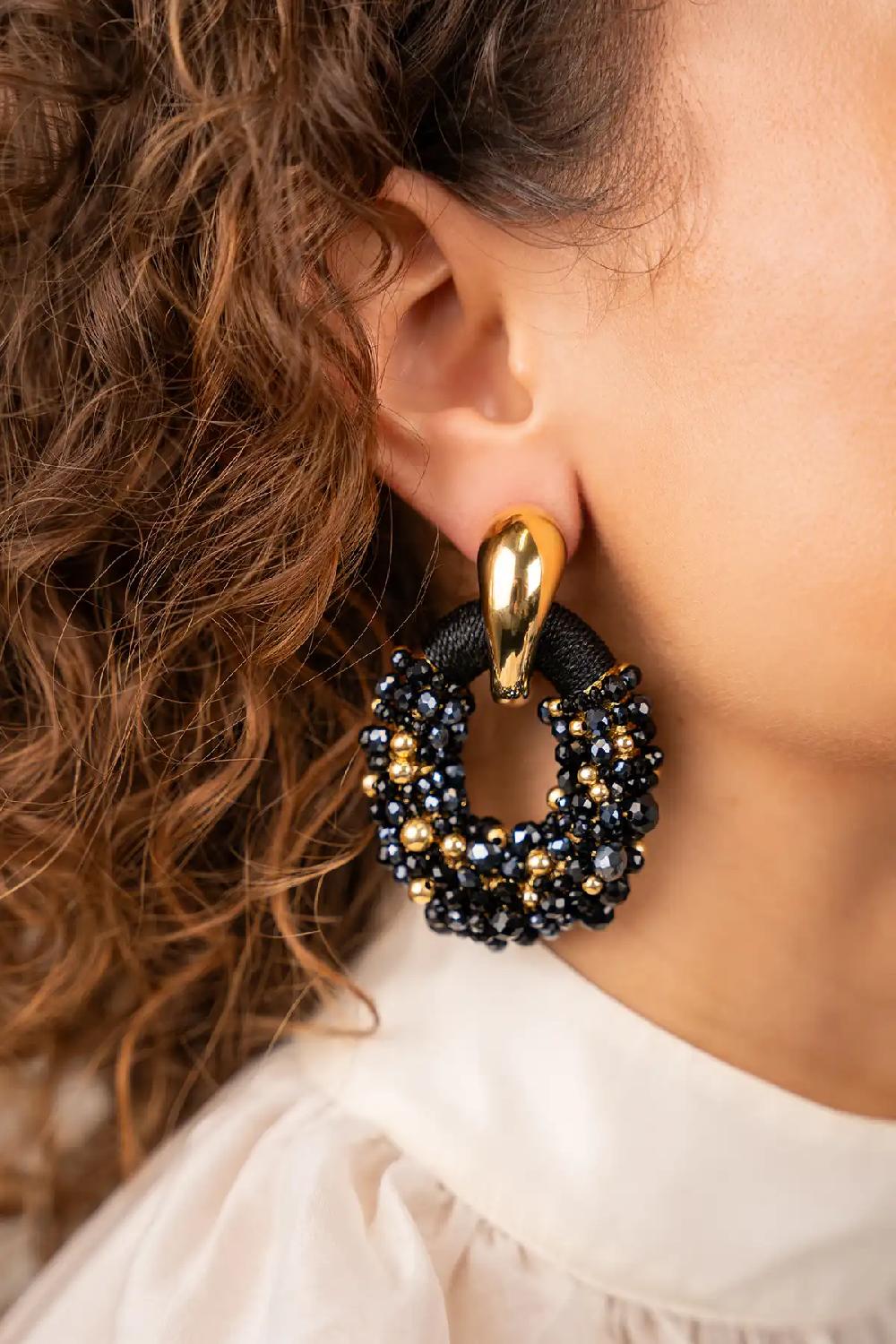 Lott. Gioielli Zwarte Oorbellen Ophelia Combi Ovaal L