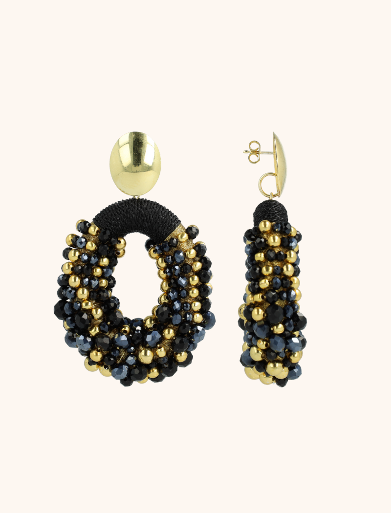 lott. gioielli Zwarte Oorbellen Ophelia Combi Ovaal L