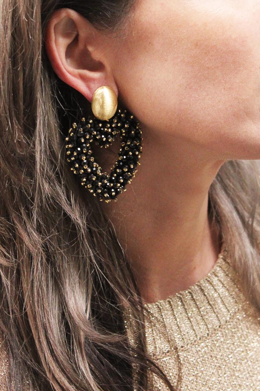 Lott. Gioielli Zwarte Oorbellen Valentina Hart Brushed Oval Double Stones