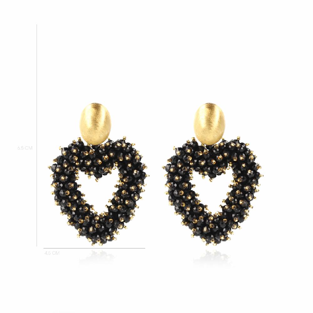 Lott. Gioielli Zwarte Oorbellen Valentina Hart Brushed Oval Double Stones