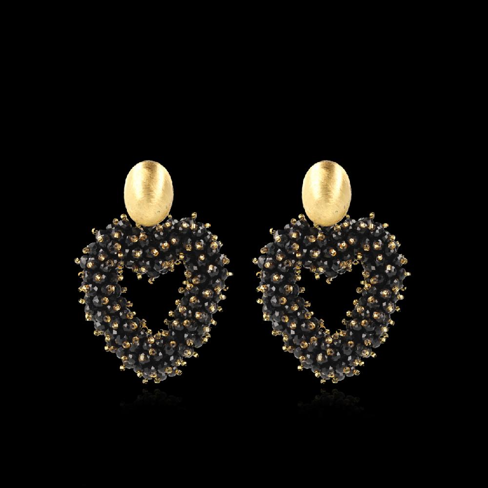 lott. gioielli Zwarte Oorbellen Valentina Hart Brushed Oval Double Stones