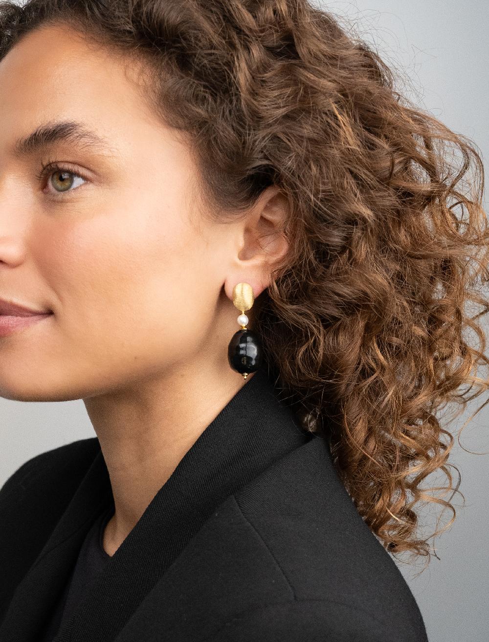 Lott. Gioielli Zwarte Parel Oorbellen Mother Earth Irene L