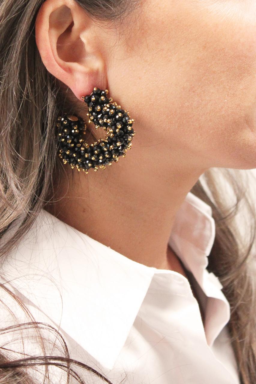 Lott. Gioielli Zwarte Sophia Oorbellen Hart Double Stones Creool