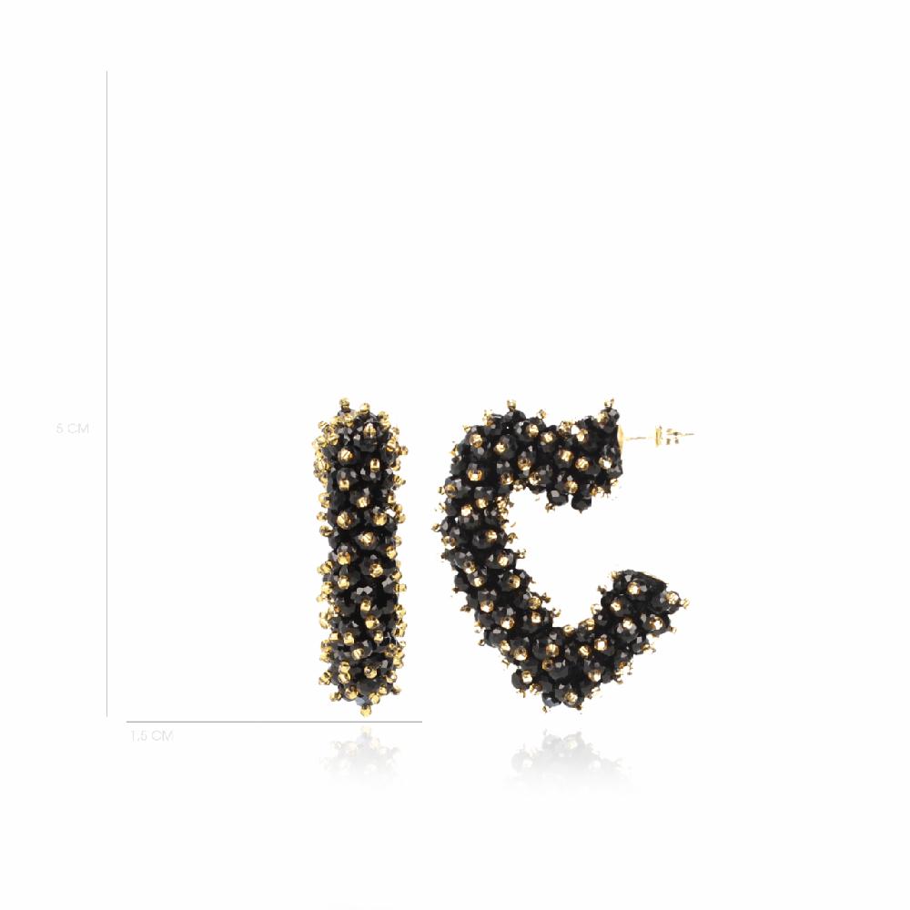 Lott. Gioielli Zwarte Sophia Oorbellen Hart Double Stones Creool