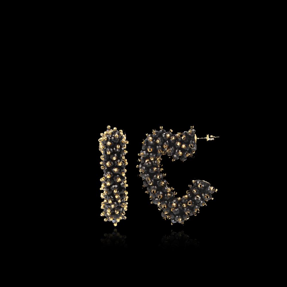 lott. gioielli Zwarte Sophia Oorbellen Hart Double Stones Creool