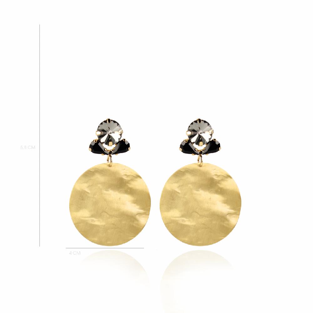 Lott. Gioielli Zwarte Strass Oorbellen Flower Hammerd Element L