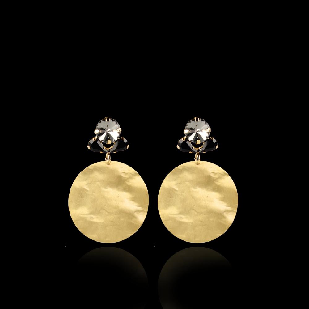 lott. gioielli Zwarte Strass Oorbellen Flower Hammerd Element L