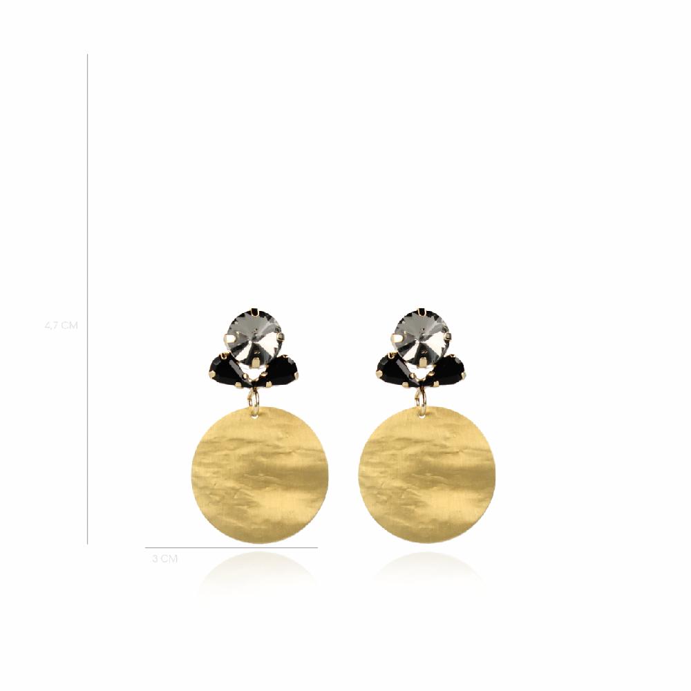 Lott. Gioielli Zwarte Strass Oorbellen Flower Hammerd Element M