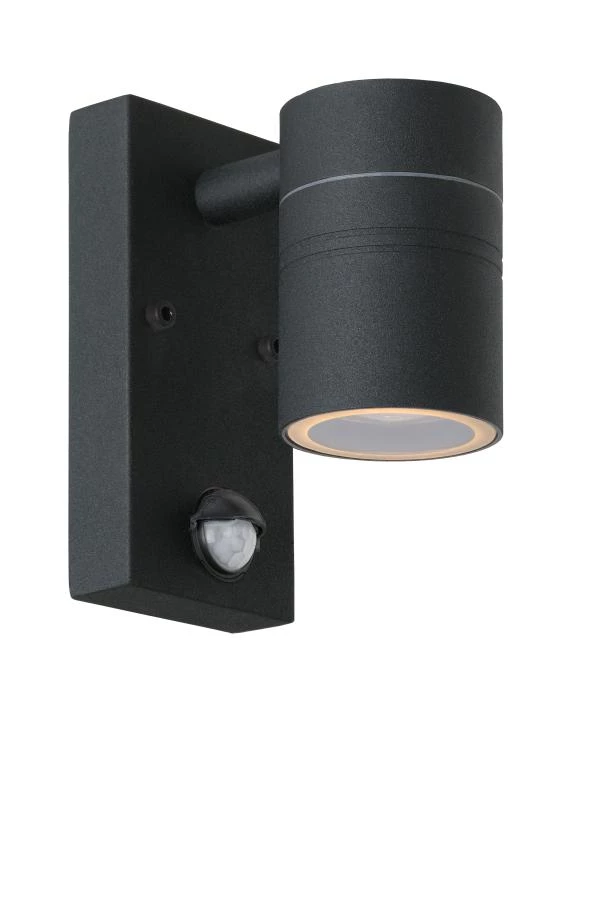 lucide Lucide ARNE-LED IR - Wandspot / Wandlamp Binnen/Buiten - Ø 6 3 cm - LED - GU10 - 1x5W 2700K - IP44 - Beweging & dag/nacht sensor - Zwart