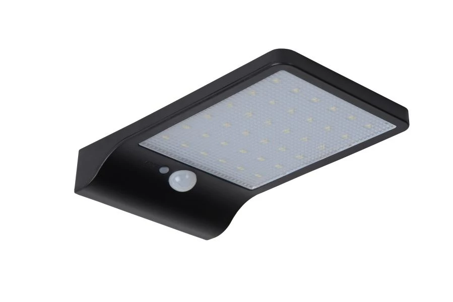 Lucide Lucide BASIC - Wandlamp - Zonne-energie - LED - 1x3W 2700K - IP44 - Beweging & Dag/nacht Sensor - Zwart