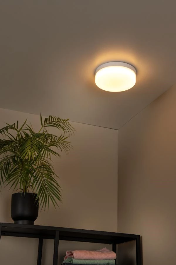 Lucide Lucide BISKIT - Plafonnière Badkamer - Ø 23 Cm - LED - 1x12W 2700K - IP44 - Bewegingssensor - Wit