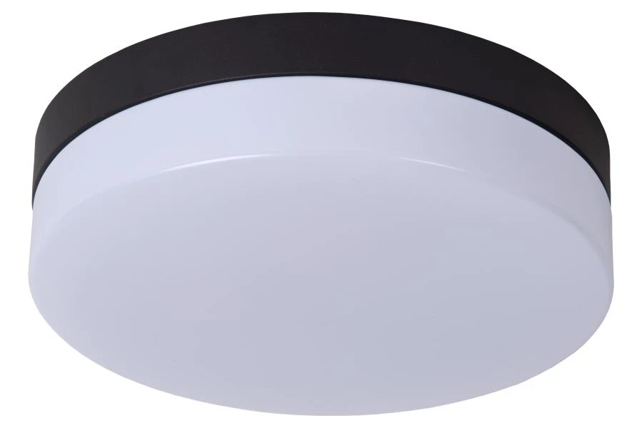 Lucide Lucide BISKIT - Plafonnière Badkamer - Ø 23 Cm - LED - 1x12W 2700K - IP44 - Bewegingssensor - Zwart