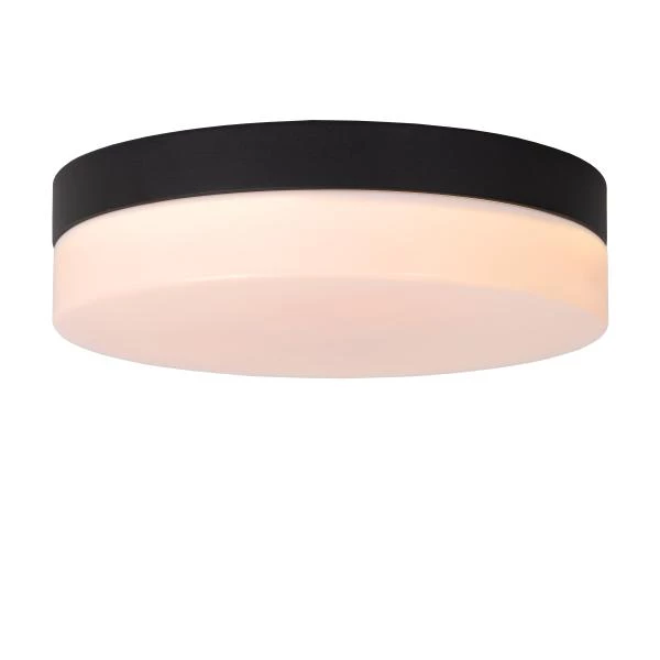 Lucide Lucide BISKIT - Plafonnière Badkamer - Ø 23 Cm - LED - 1x12W 2700K - IP44 - Bewegingssensor - Zwart