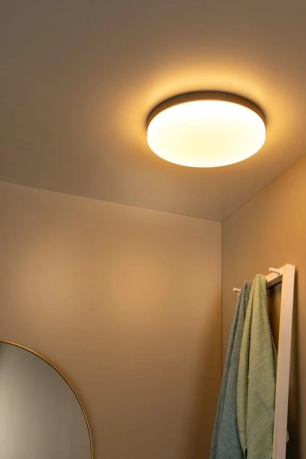 Lucide Lucide BISKIT - Plafonnière Badkamer - Ø 40 Cm - LED - 1x36W 2700K - IP44 - Bewegingssensor - Zwart