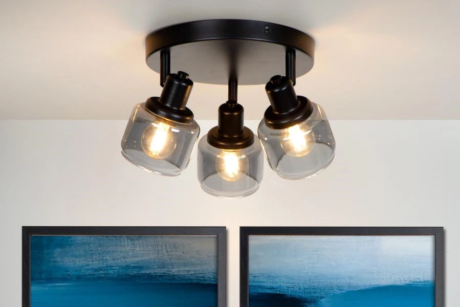 Lucide Lucide BJORN - Plafondspot - Ø 38 Cm - 3xE14 - Zwart