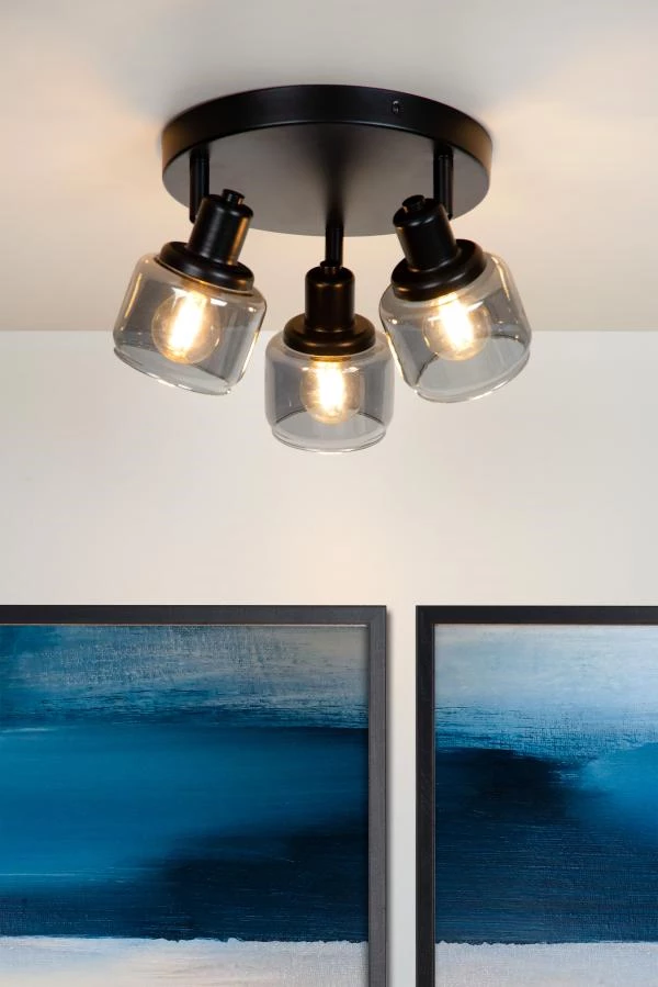 Lucide Lucide BJORN - Plafondspot - Ø 38 Cm - 3xE14 - Zwart