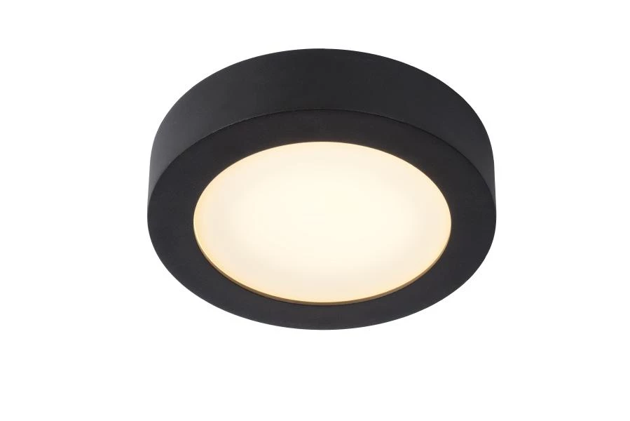lucide Lucide BRICE-LED - Plafonnière Badkamer - Ø 18 cm - LED Dimb. - 1x12W 3000K - IP44 - Zwart