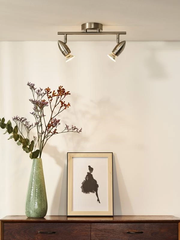 Lucide Lucide CARO-LED - Plafondspot - LED - GU10 - 2x5W 2700K - Mat Chroom