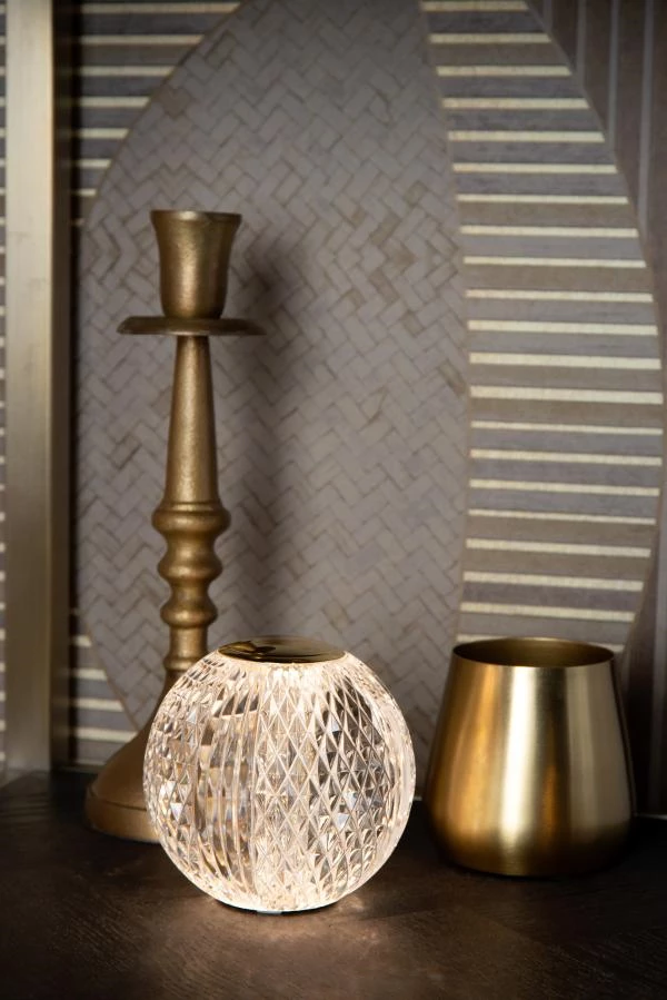 Lucide Lucide CINTRA - Oplaadbare Tafellamp - Accu/Batterij - Ø 9 Cm - LED 3 StepDim - 1x1 5W 3000K - Transparant