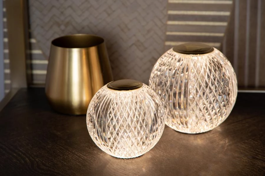 Lucide Lucide CINTRA - Oplaadbare Tafellamp - Accu/Batterij - Ø 9 Cm - LED 3 StepDim - 1x1 5W 3000K - Transparant