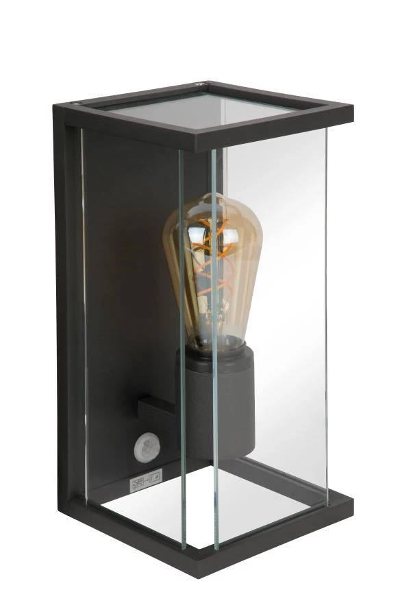 Lucide Lucide CLAIRE - Wandlamp Binnen/Buiten - 1xE27 - IP54 - Beweging & Dag/nacht Sensor - Antraciet
