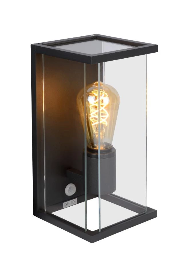 lucide Lucide CLAIRE - Wandlamp Binnen/Buiten - 1xE27 - IP54 - Beweging & dag/nacht sensor - Antraciet