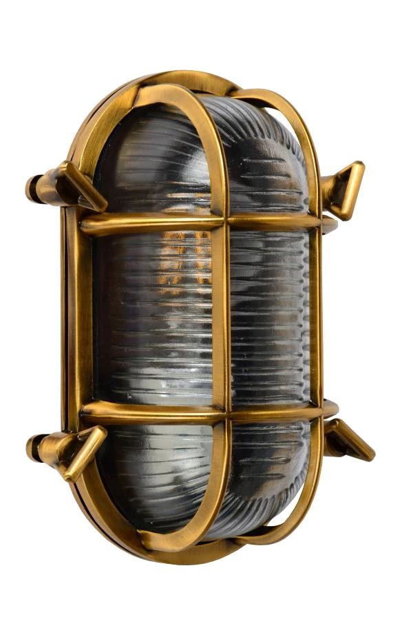 Lucide Lucide DUDLEY - Wandlamp Binnen/Buiten - 1xE27 - IP65 - Mat Goud / Messing