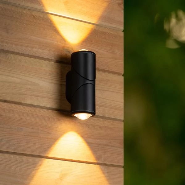 Lucide Lucide ERIN - Wandspot / Wandlamp Binnen/Buiten - LED - 2x5W 2700K - IP65 - Zwart