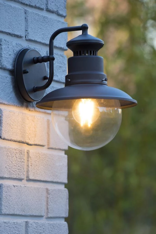 Lucide Lucide FIGO - Wandlamp Binnen/Buiten - Ø 21 5 Cm - 1xE27 - IP44 - Zwart