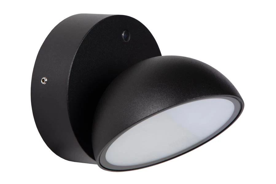 Lucide Lucide FINN - Wandlamp Binnen/Buiten - LED - 1x12W 3000K - IP54 - Dag/nacht Sensor - Zwart