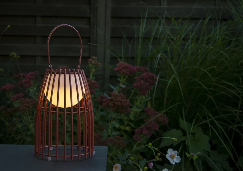 Lucide Lucide FJARA - Oplaadbare Tafellamp Binnen/Buiten - Accu/Batterij - Ø 17 5 Cm - LED Dim To Warm - 1x0 3W 2800K/3200K - IP44 - Roest Bruin