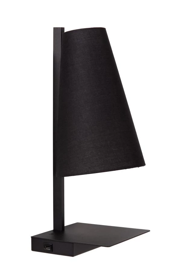 Lucide Lucide GREGORY - Bedlamp / Wandlamp - 1xE27 - Met USB Oplaadpunt - Zwart