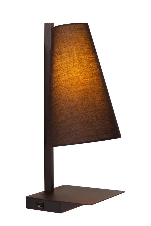 lucide Lucide GREGORY - Bedlamp / Wandlamp - 1xE27 - Met USB oplaadpunt - Zwart