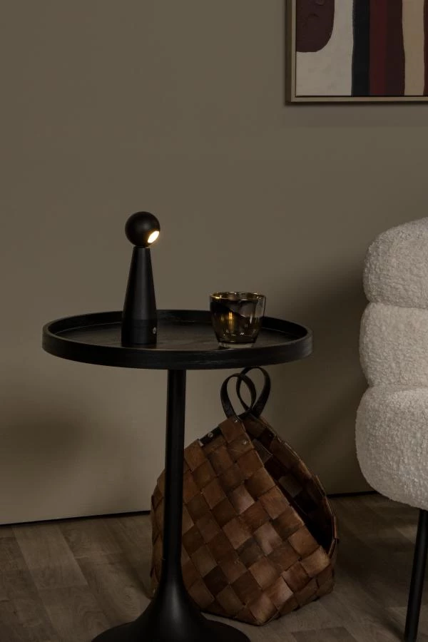 Lucide Lucide IPSOS - Oplaadbare Tafellamp - Accu/Batterij - LED Dim To Warm - 1x3W 3000K/3200K - Zwart