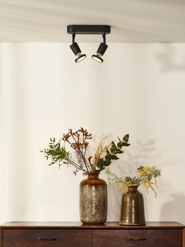 Lucide Lucide JASTER-LED - Plafondspot - LED - GU10 - 2x5W 2700K - Zwart