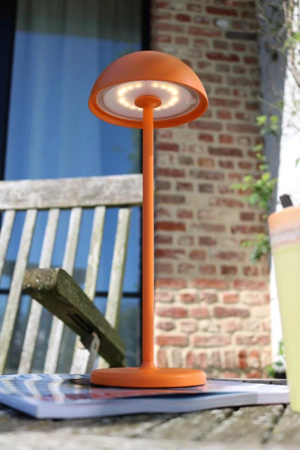 Lucide Lucide JOY - Oplaadbare Tafellamp Binnen/Buiten - Accu/Batterij - Ø 12 Cm - LED Dimb. - 1x1 5W 3000K - IP54 - Oranje